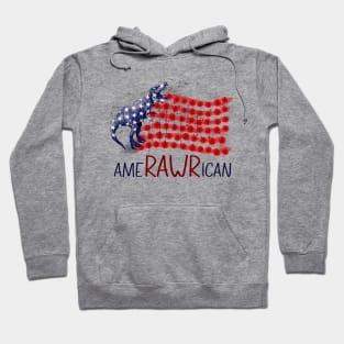 Amerawrican T-rex American Flag July 4th Hoodie